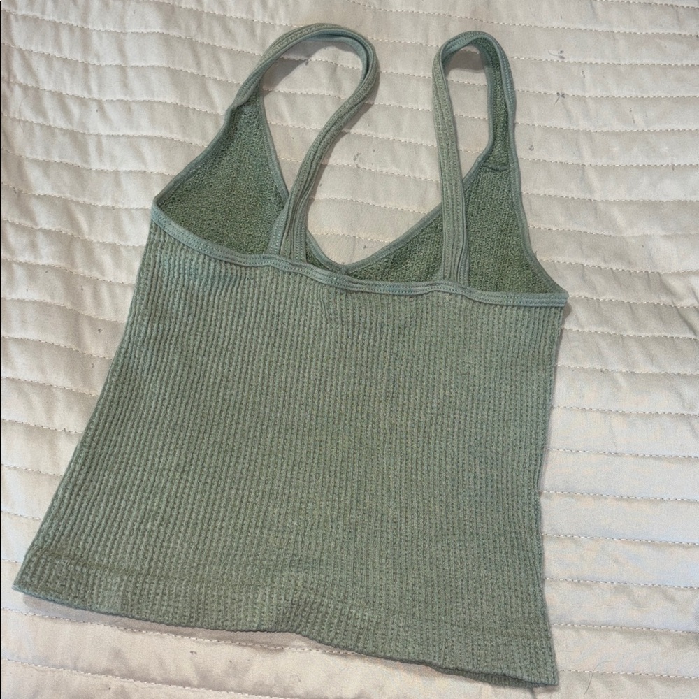 Green Ribbed Tank Top - Picture 3 of 3